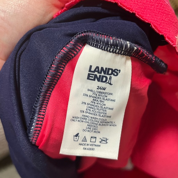 Land's End ~ Blue/Pink Multi color cross over tankini top ~ 24W - Picture 2 of 2